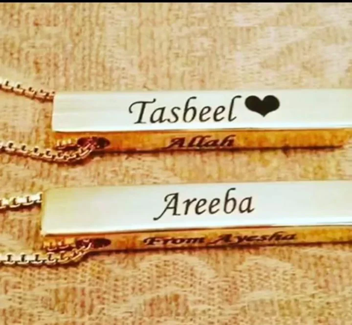 Gold 3d Bar Necklace