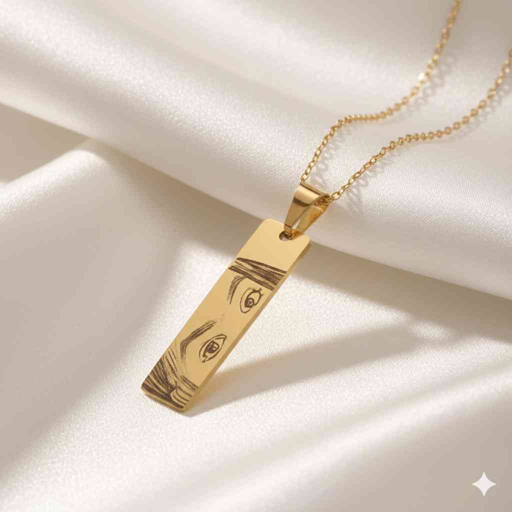 Vertical Eye Bar Necklace Gold