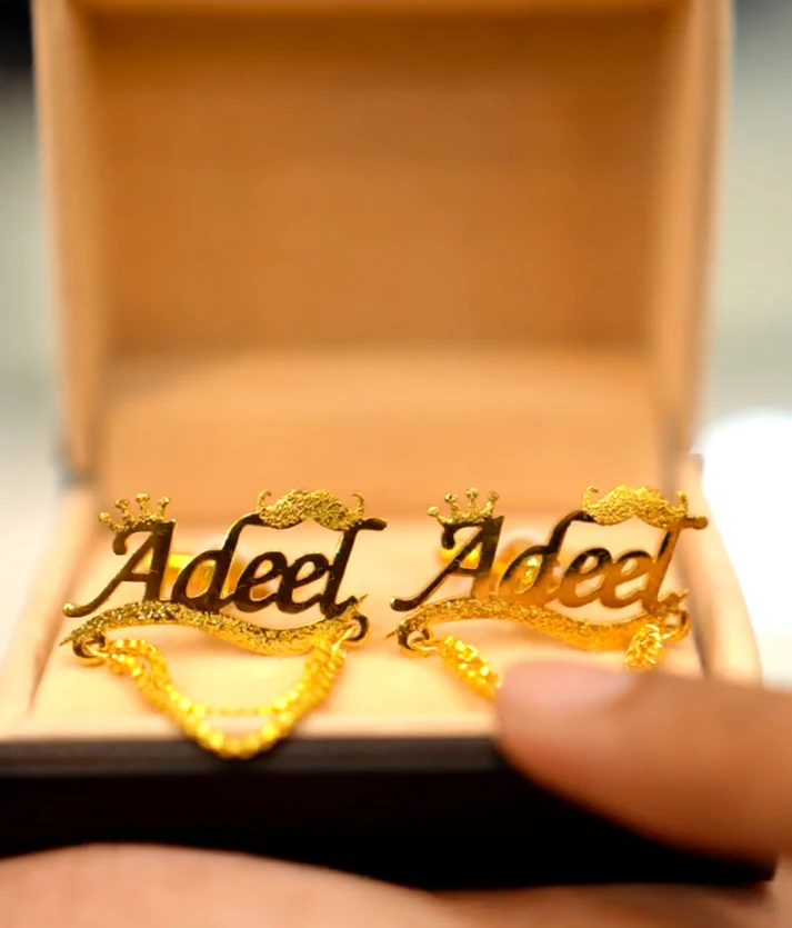 Moustache Style Cuff link Golden