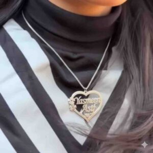 Double Name Heart Necklace Gold