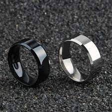 black with silver rings