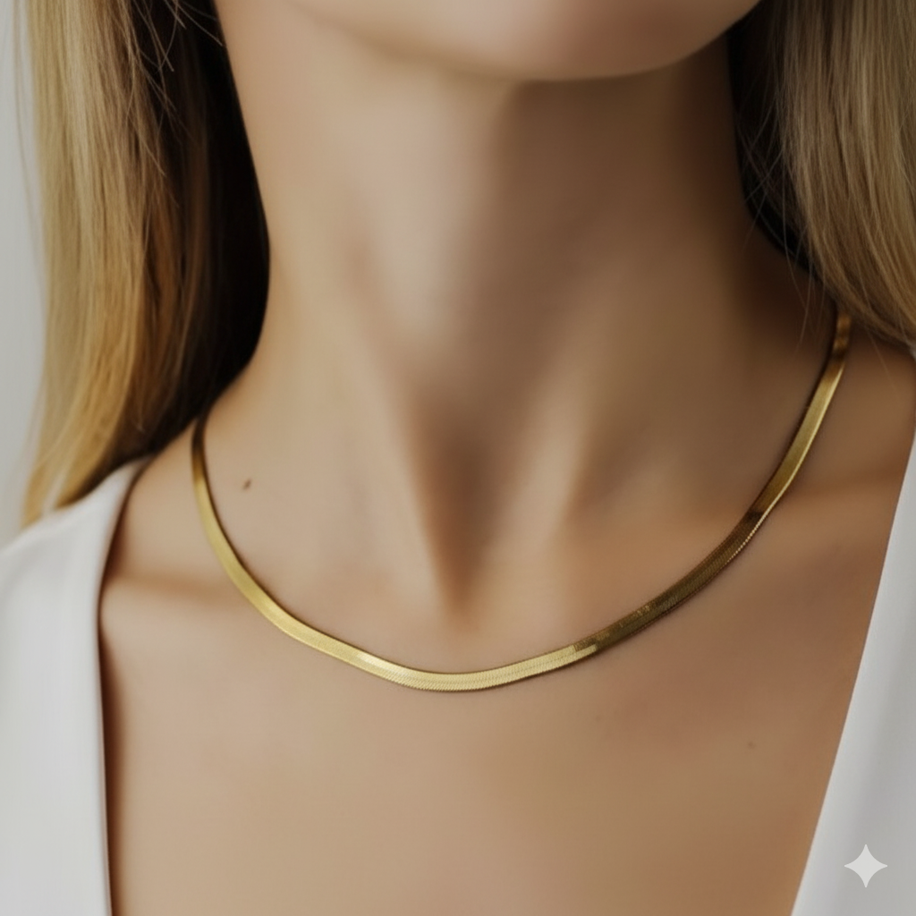 Golden Flat Snake Chain