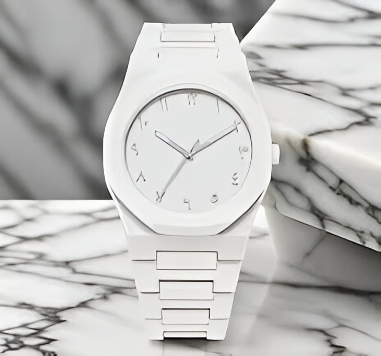 white watch 4 White Arabic Aura Watch