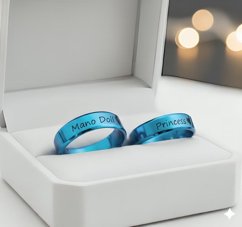 Blue Colour Couple Statement Ring By Zara Jewellers