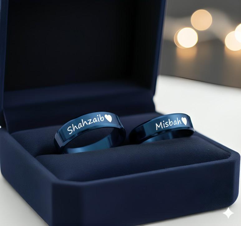 Blue Colour Couple Statement Ring By Zara Jewellers