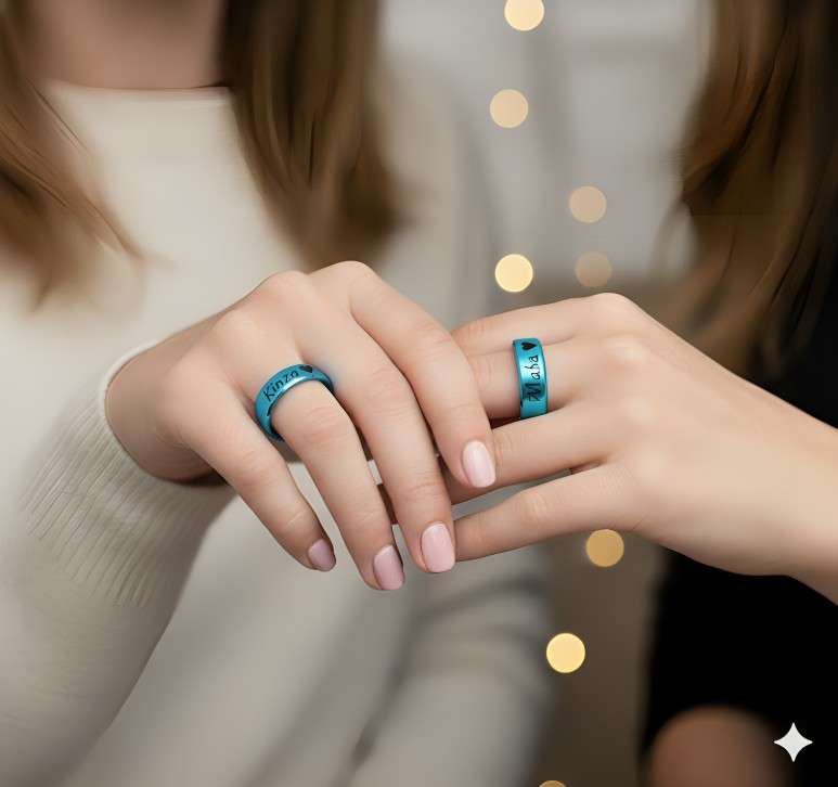 Blue Colour Couple Statement Ring By Zara Jewellers