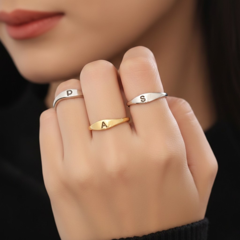 bookstave-ring Bookstave Initial Ring By Zara Jewellers