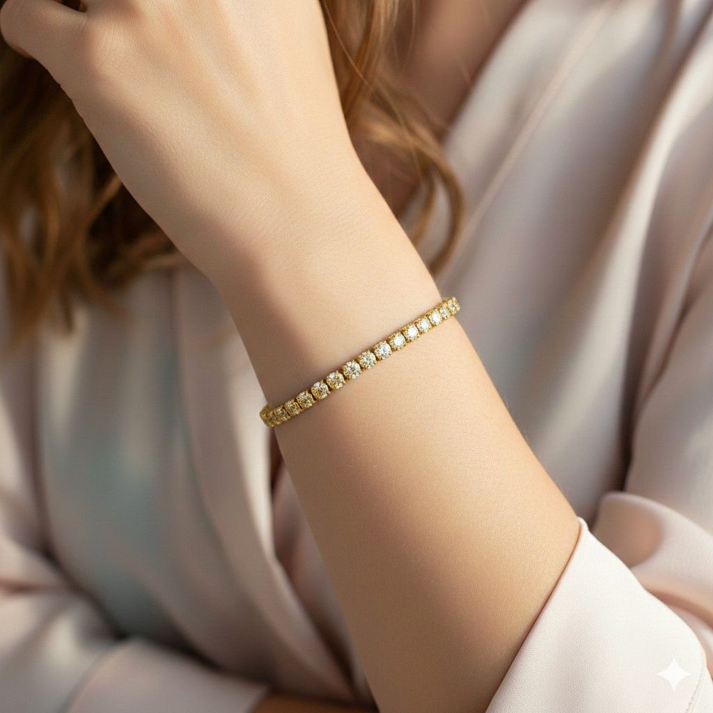 Golden Tennis Bracelet Women By Zara Jewellers