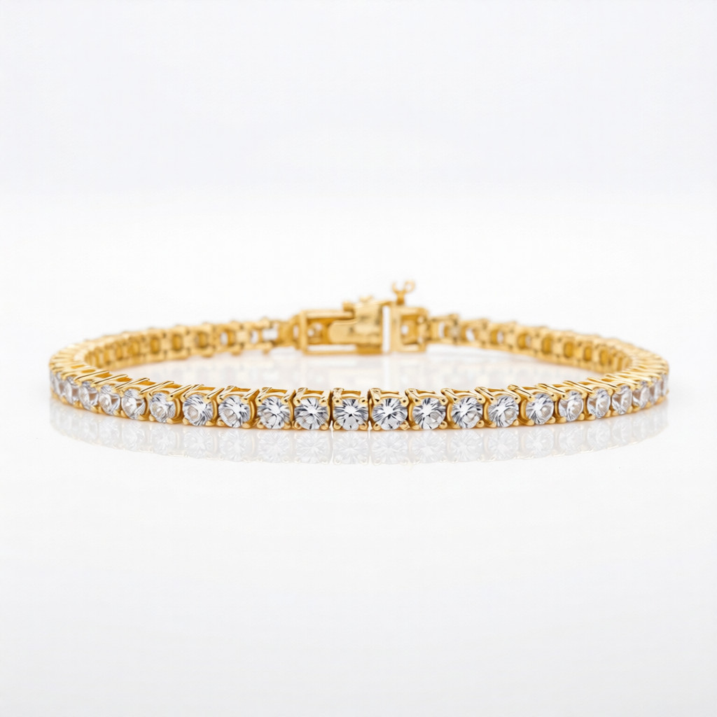 Golden Tennis Bracelet Women By Zara Jewellers Diamante Tennis Bracelet By Zara Jewellers