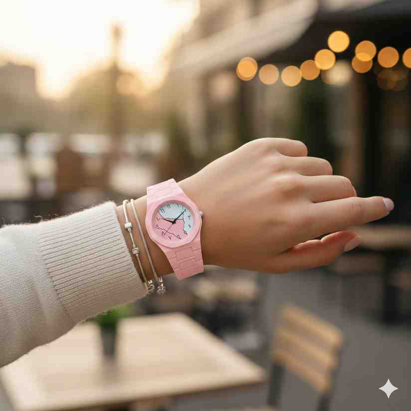 White And Pink Marble Aura Watch By Zara Jewellers