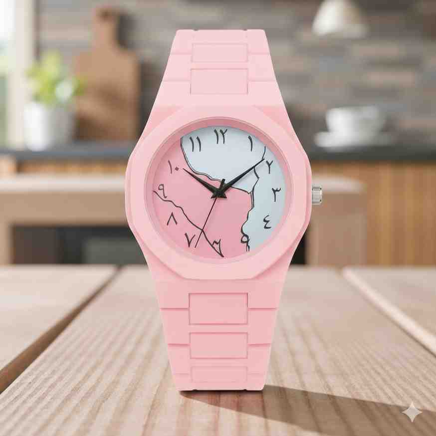 White And Pink Marble Aura Watch By Zara Jewellers